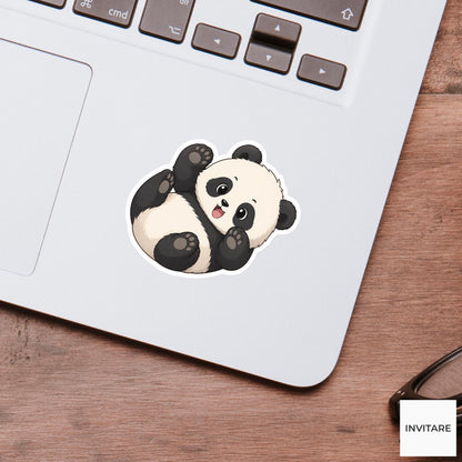 Clumsy Giant Panda Rolling Sticker, Funny Kawaii Laptop Bottle Planner Journal Animal Gift