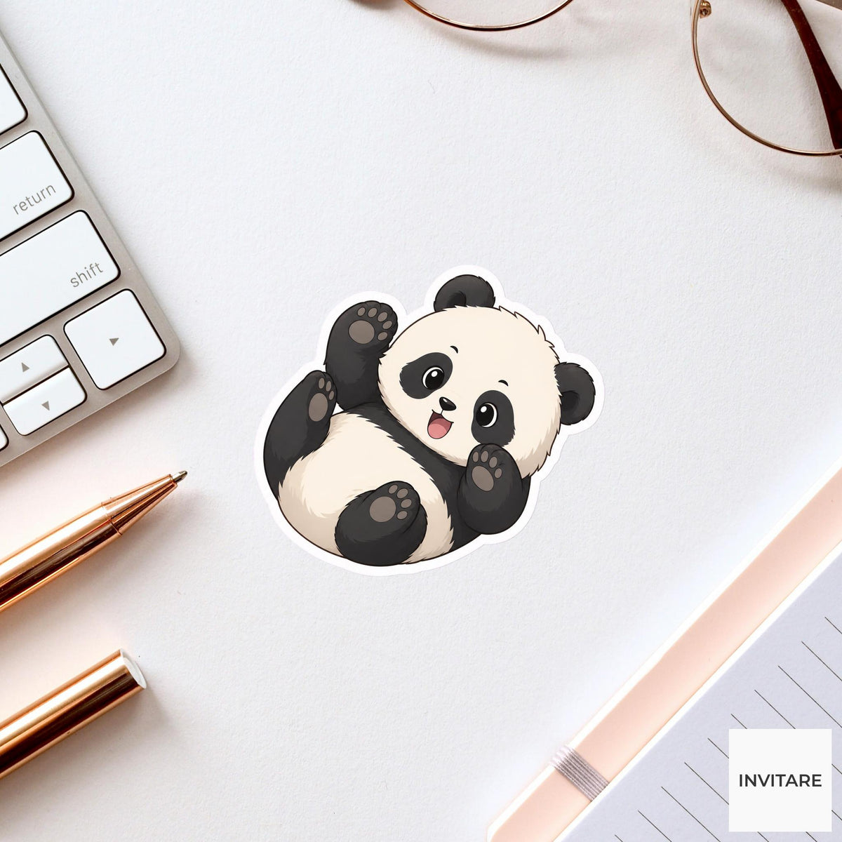 Clumsy Giant Panda Rolling Sticker, Funny Kawaii Laptop Bottle Planner Journal Animal Gift