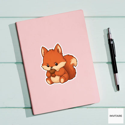 Focused Squirrel Acorn Sticker, Determined Kawaii Laptop Bottle Planner Journal Nature Lover Gift