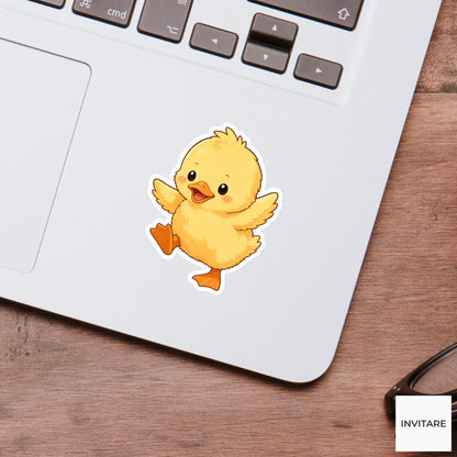 Wobbly Yellow Duckling Sticker, Determined Kawaii Bird Laptop Bottle Planner Journal Bird Lover Gift