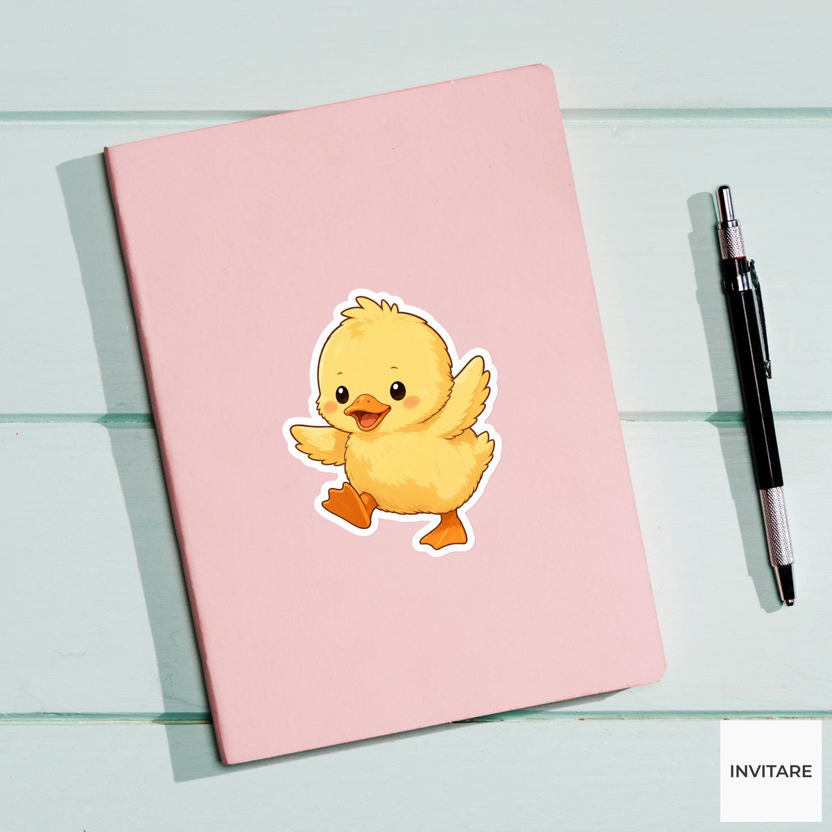 Wobbly Yellow Duckling Sticker, Determined Kawaii Bird Laptop Bottle Planner Journal Bird Lover Gift