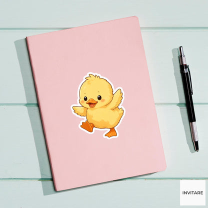 Wobbly Yellow Duckling Sticker, Determined Kawaii Bird Laptop Bottle Planner Journal Bird Lover Gift
