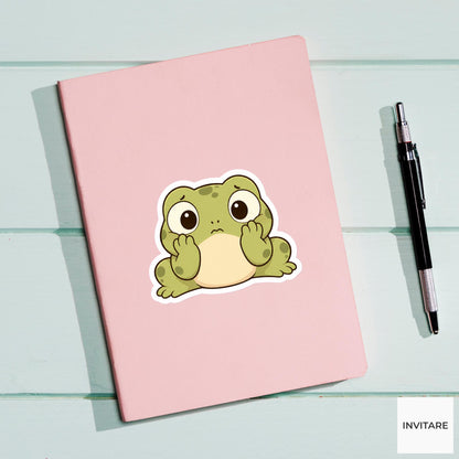 Overwhelmed Frog Sticker, Anxious Kawaii Reaction Laptop Bottle Planner Journal Frog Lover Gift