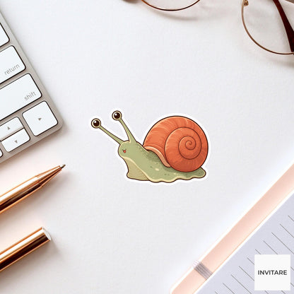 Curious Garden Snail Sticker, Happy Kawaii Laptop Bottle Planner Journal Nature Lover Gift