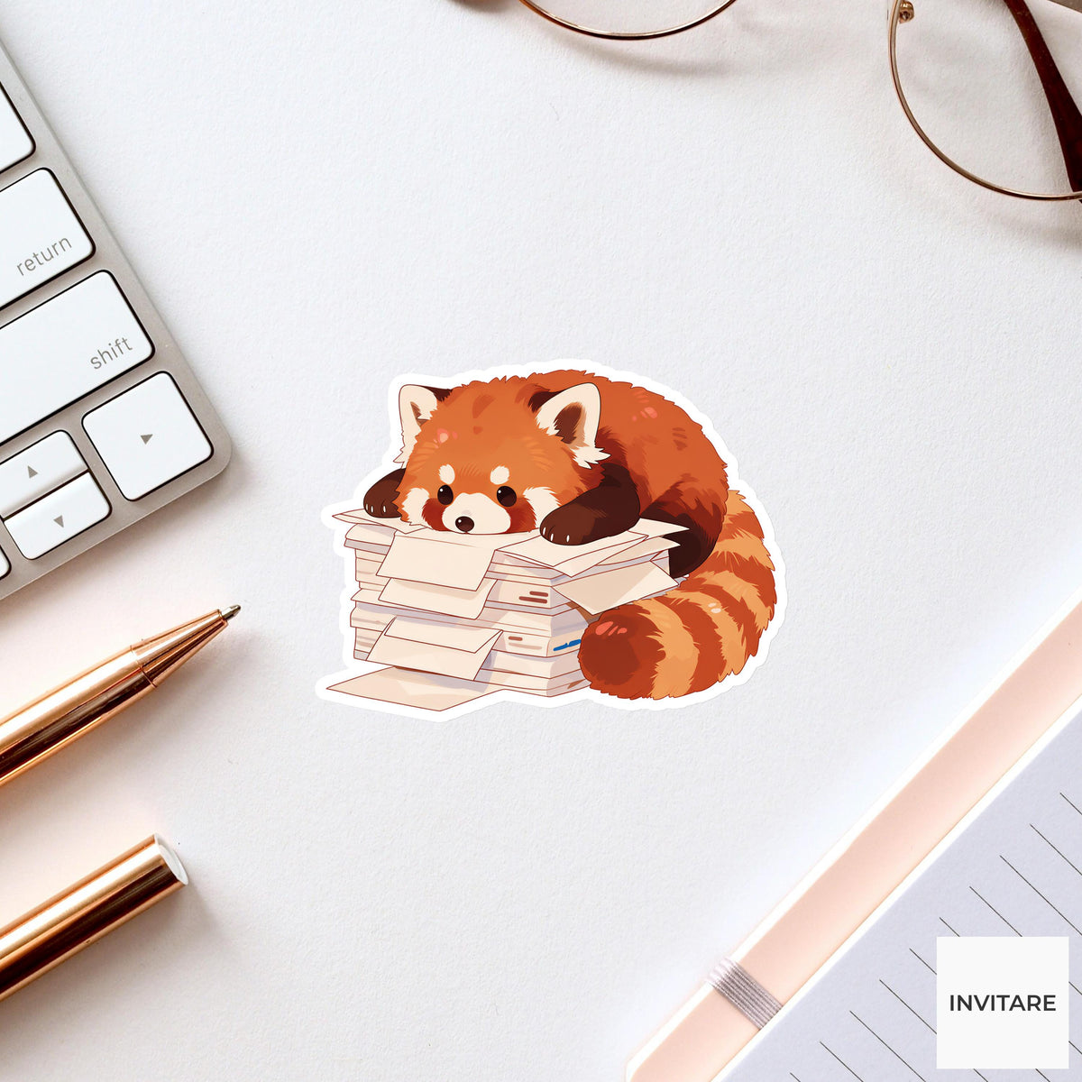 Red Panda Unopened Mail Sticker, Administrative Avoidance Animal Meme Laptop Water Bottle Decal