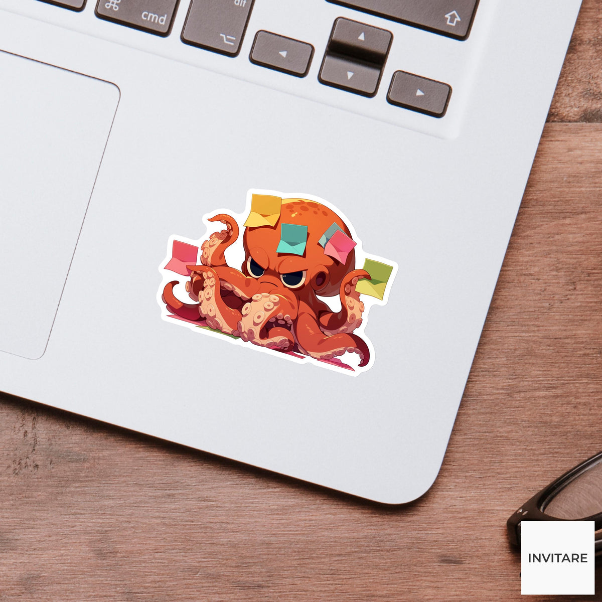 Octopus Sticky Notes Sticker, Multitasking Is A Scam Animal Meme Laptop Water Bottle Decal