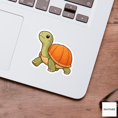 Confident Turtle Pumpkin Shell Sticker, Cute Kawaii Animal Halloween Laptop Bottle Planner Journal Gift