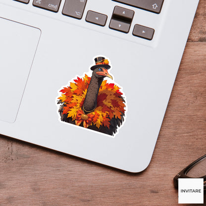 Cassowary Hayride Costume Sticker, Overdressed Halloween Meme Animal Laptop Water Bottle Decal