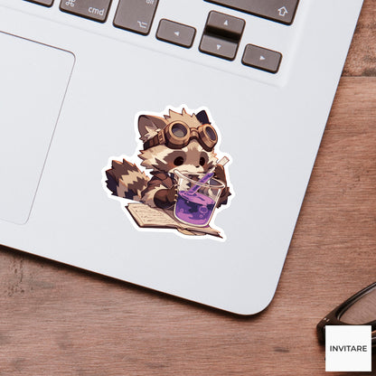 Civet Potion Scientist Sticker, Upside Down Recipe Halloween Meme Laptop Water Bottle Decal