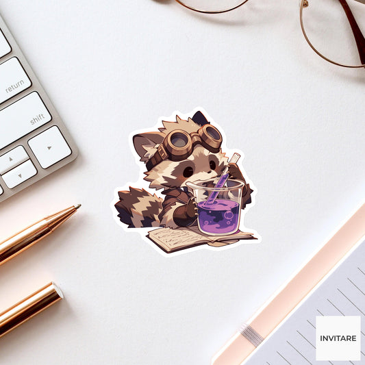 Civet Potion Scientist Sticker, Upside Down Recipe Halloween Meme Laptop Water Bottle Decal