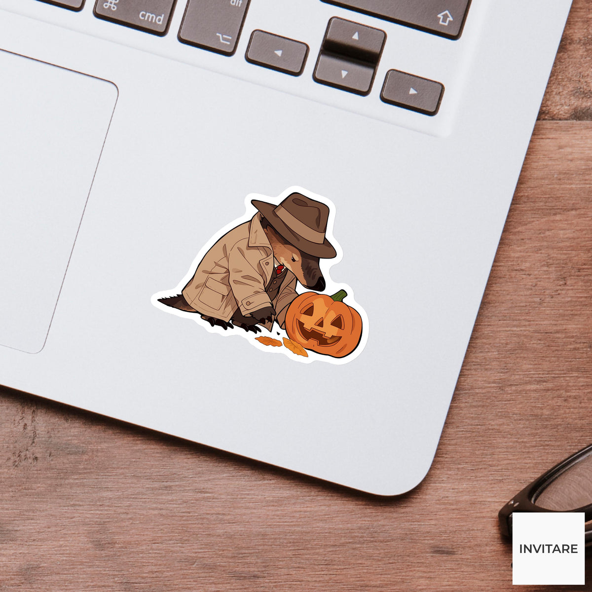 Platypus Detective Footprints Sticker, Spooky Case Closed Halloween Meme Laptop Water Bottle Decal