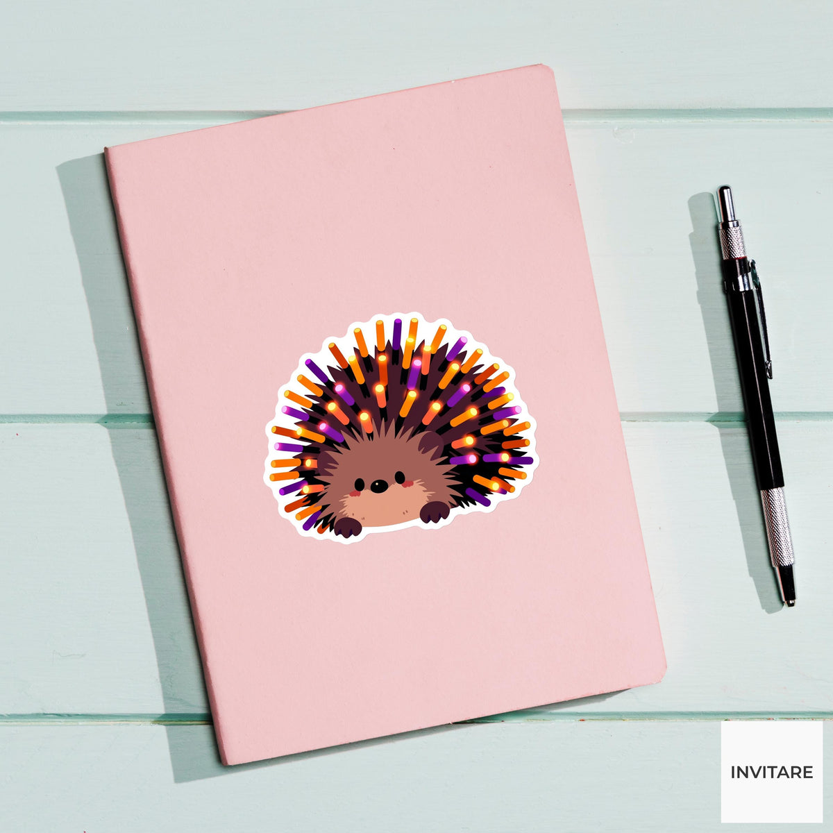 Porcupine Light Stick Sticker, Accidental Halloween Decoration Meme Funny Animal Laptop Water Bottle Decal
