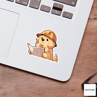 Golden Retriever Hard Hat Sticker, Doghouse Project Manager Funny Dog Decal