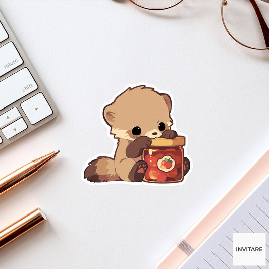 Kinkajou Stubborn Jam Sticker, Sweet Struggle Funny Animal Meme Laptop Water Bottle Decal