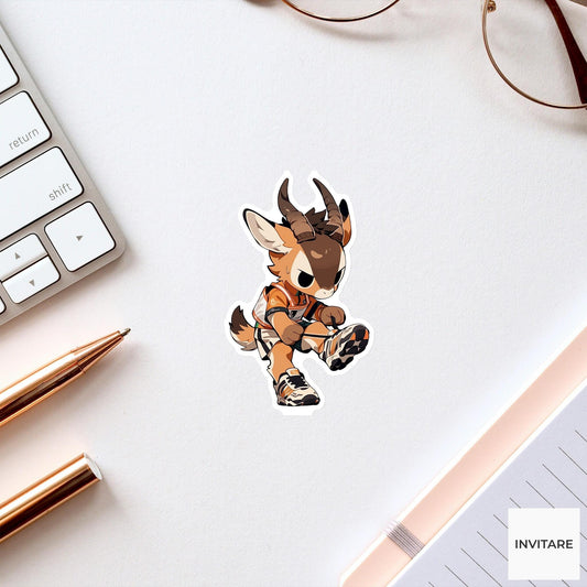 Pronghorn Running Bib Sticker, Race Day Funny Animal Meme Laptop Water Bottle Decal
