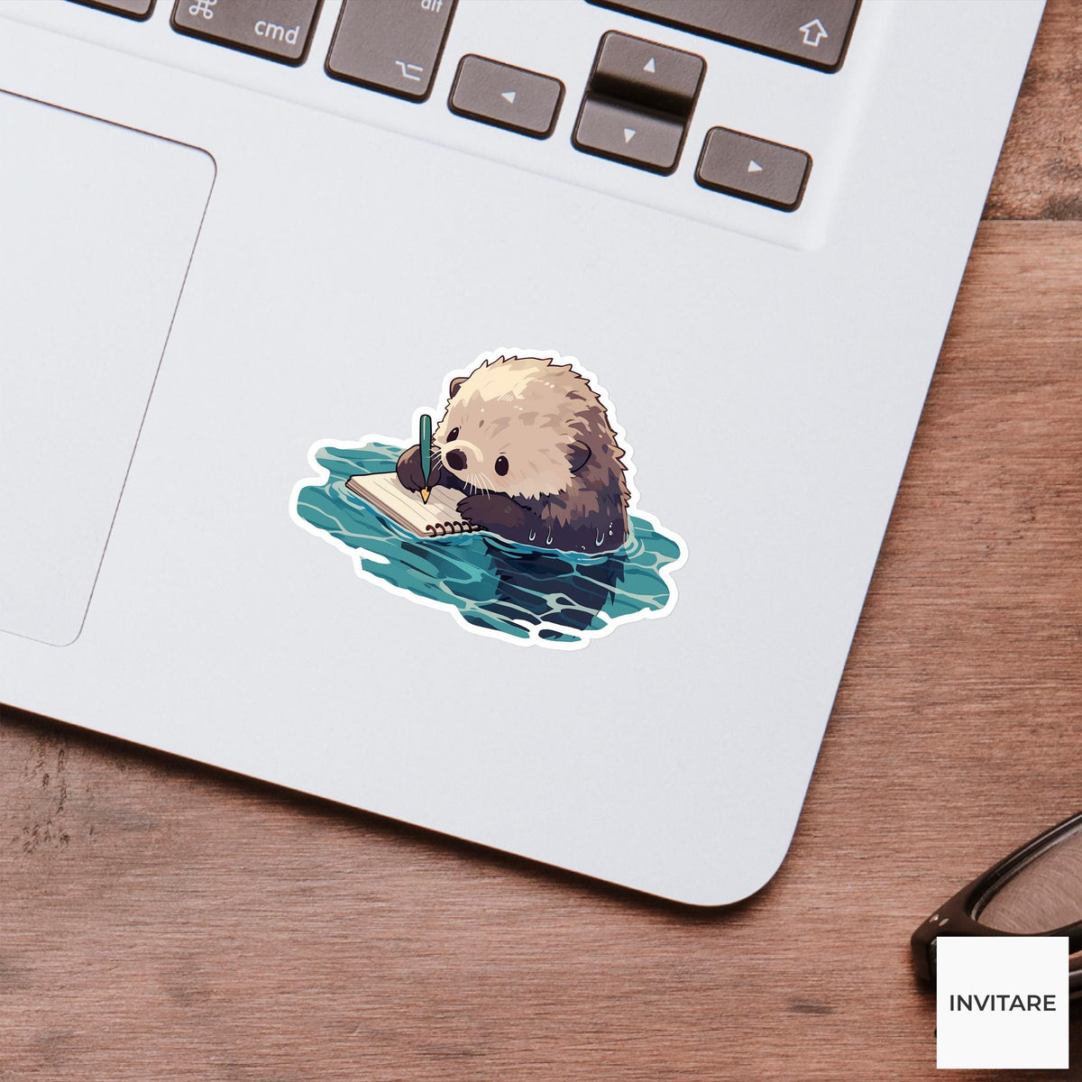 Sea Otter Notepad Sticker, Wet Productivity Funny Animal Meme Laptop Water Bottle Decal