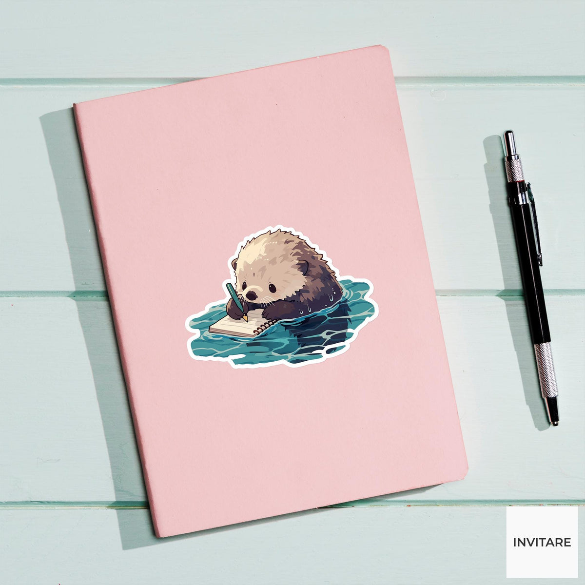 Sea Otter Notepad Sticker, Wet Productivity Funny Animal Meme Laptop Water Bottle Decal