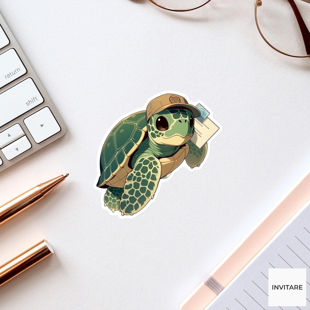 Sea Turtle Delivery Sticker, Concert Ticket Funny Animal Meme Laptop Water Bottle Decal