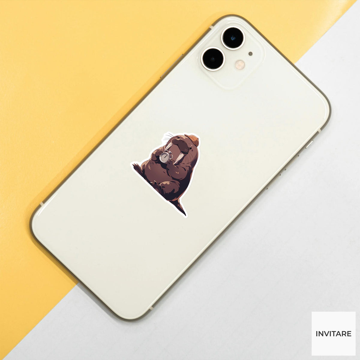 Walrus Swim Cap Sticker, One Lap Funny Animal Meme Laptop Water Bottle Decal
