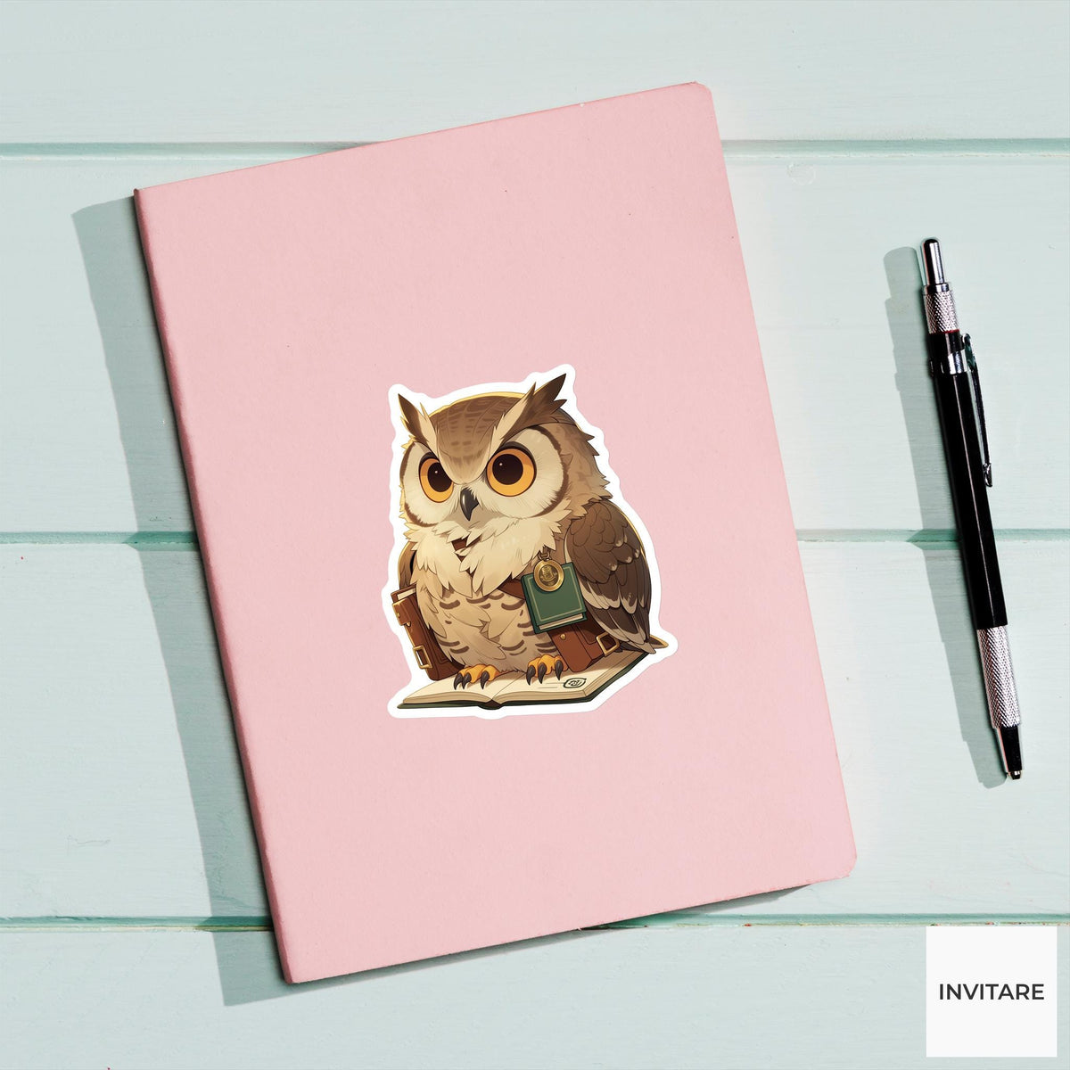 Owl Librarian Sticker, Overdue Bookmark Funny Animal Meme Laptop Water Bottle Decal