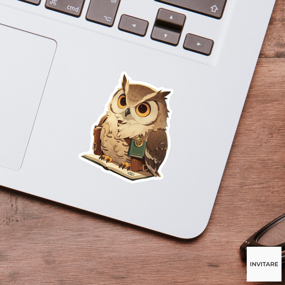 Owl Librarian Sticker, Overdue Bookmark Funny Animal Meme Laptop Water Bottle Decal