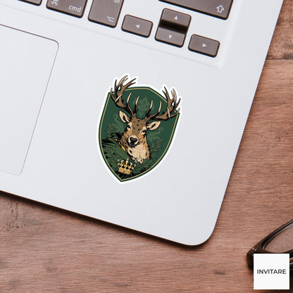 Luna Moth Heraldic Crest Sticker, Medieval Kawaii Laptop Water Bottle Decal