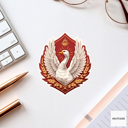 Jewel Beetle Heraldic Crest Sticker, Medieval Kawaii Laptop Water Bottle Decal