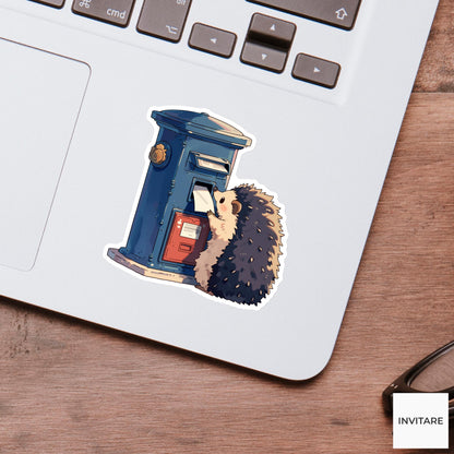 Hedgehog Letterbox Sticker, Kawaii Animal Laptop Water Bottle Decal