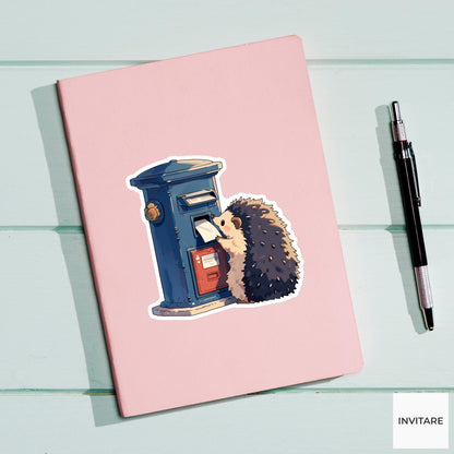 Hedgehog Letterbox Sticker, Kawaii Animal Laptop Water Bottle Decal