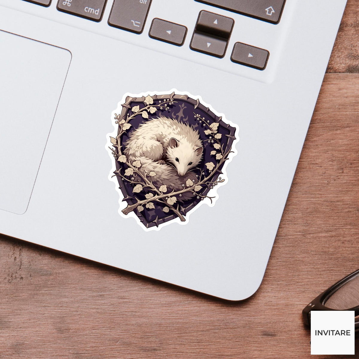 Hedgehog Heraldic Crest Sticker, Medieval Woodland Laptop Water Bottle Decal