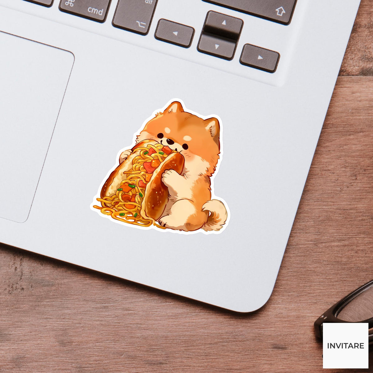 Shiba Yakisoba Bread Sticker, Cute Kawaii Foodie Kitchen Laptop Water Bottle Planner Gift