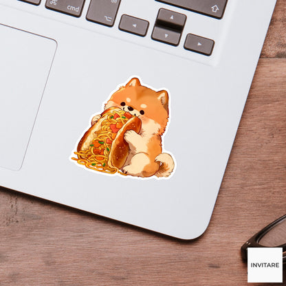 Shiba Yakisoba Bread Sticker, Cute Kawaii Foodie Kitchen Laptop Water Bottle Planner Gift