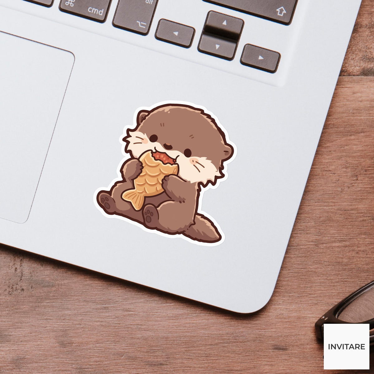 Otter Taiyaki Snack Sticker, Cute Food Lover Kitchen Laptop Water Bottle Planner Decal