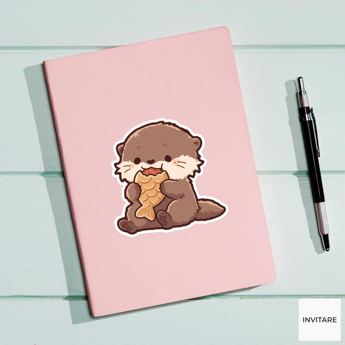 Otter Taiyaki Snack Sticker, Cute Food Lover Kitchen Laptop Water Bottle Planner Decal