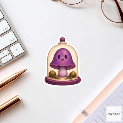 Haunted Mushroom Cloche Sticker, Cute Spooky Halloween Laptop Bottle Planner Journal Gift