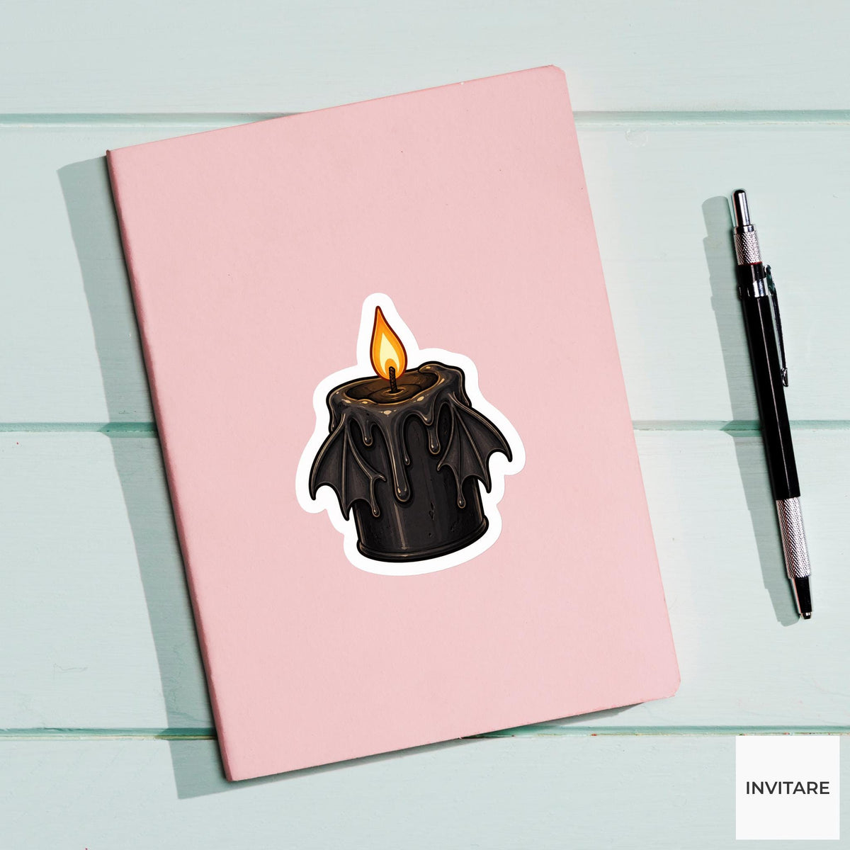 Melting Bat Candle Sticker, Cute Spooky Halloween Laptop Bottle Planner Journal Gift