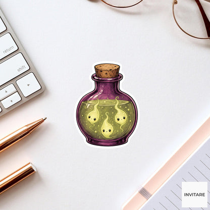 Firefly Spirit Potion Sticker, Cute Spooky Halloween Laptop Bottle Planner Journal Gift