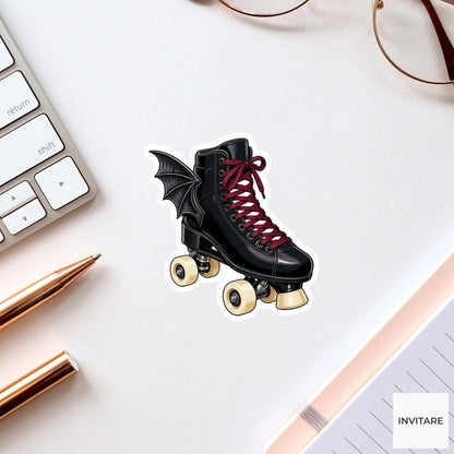 Gothic Roller Skate Sticker, Cute Spooky Halloween Laptop Bottle Planner Journal Gift