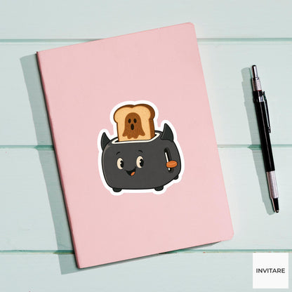 Bat Toaster Sticker, Cute Spooky Halloween Laptop Bottle Planner Journal Gift