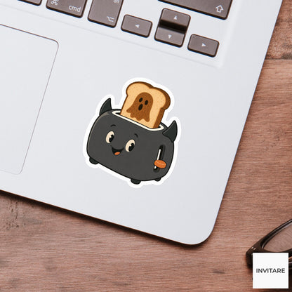 Bat Toaster Sticker, Cute Spooky Halloween Laptop Bottle Planner Journal Gift