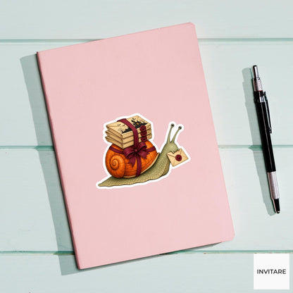 Snail Haunted Invitation Courier Sticker, Cute Spooky Halloween Laptop Bottle Planner Journal Gift