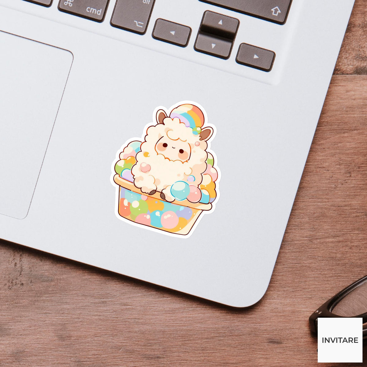 Llama Rainbow Bubble Bath Sticker, Sleepy Kawaii Self Care Planner Gift