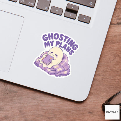 Ghosting My Plans Sticker, Funny Spooky Halloween Laptop Bottle Planner Journal Gift