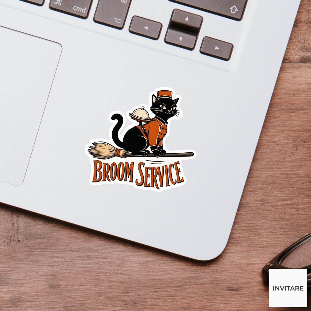 Broom Service Sticker, Funny Spooky Halloween Laptop Bottle Planner Journal Gift