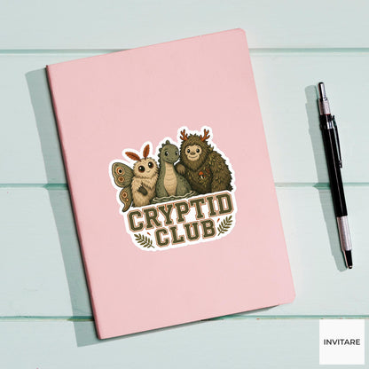 Cryptid Club Sticker, Funny Spooky Halloween Laptop Bottle Planner Journal Gift