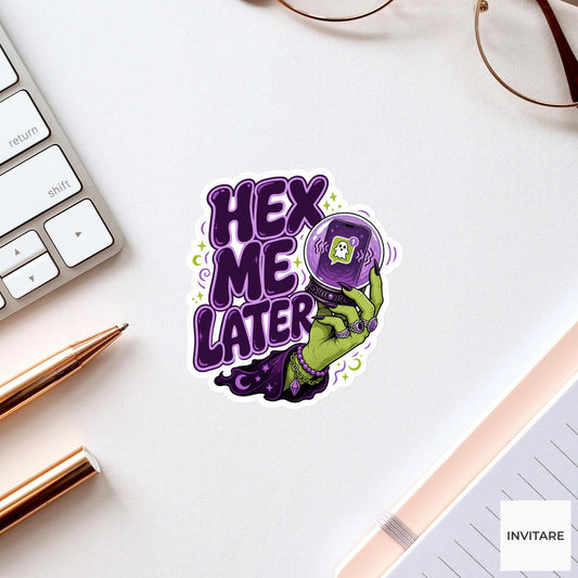 Hex Me Later Sticker, Funny Spooky Halloween Laptop Bottle Planner Journal Gift