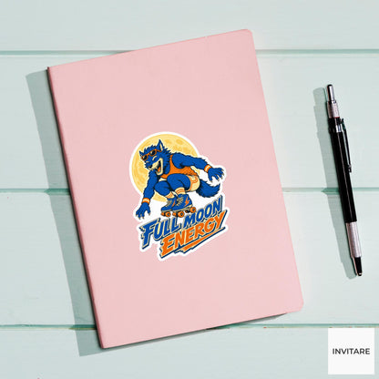 Full Moon Energy Sticker, Funny Spooky Halloween Laptop Bottle Planner Journal Gift