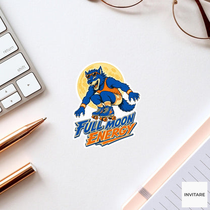 Full Moon Energy Sticker, Funny Spooky Halloween Laptop Bottle Planner Journal Gift