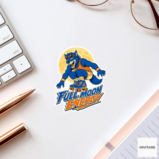 Full Moon Energy Sticker, Funny Spooky Halloween Laptop Bottle Planner Journal Gift