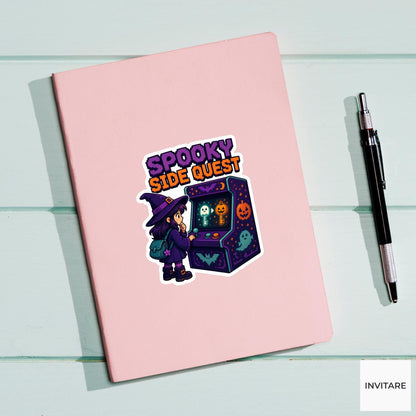 Spooky Side Quest Sticker, Funny Spooky Halloween Laptop Bottle Planner Journal Gift